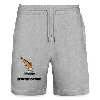 Nature Conservation Water Protection Cigarette - Stanley/Stella Trainer Unisex Organic Jogging Shorts - heather grey - Front - Nik (191cm) & Marisol (170cm)