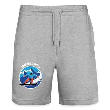 Snowboarding - Stanley/Stella Trainer Unisex Organic Jogging Shorts - heather grey - Front - Nik (191cm) & Marisol (170cm)