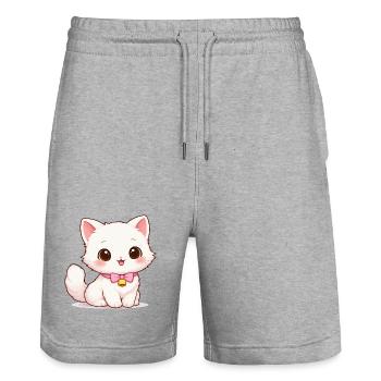 Kätzchen Glockenzauber - Stanley/Stella Unisex Bio Joggingshorts Trainer  - Grau meliert - Vorne - Nik (191cm) & Marisol (170cm)