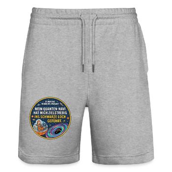 Schwarzes Loch Navi lustiger Spruch - Stanley/Stella Unisex Bio Joggingshorts Trainer  - Grau meliert - Vorne - Nik (191cm) & Marisol (170cm)