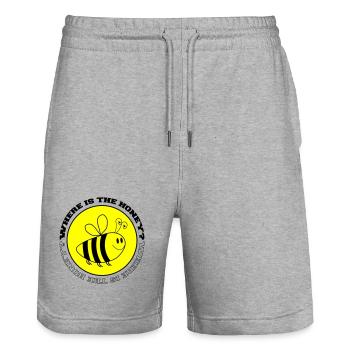 Bee Where is the Honey - Stanley/Stella Trainer Unisex Organic Jogging Shorts - heather grey - Front - Nik (191cm) & Marisol (170cm)