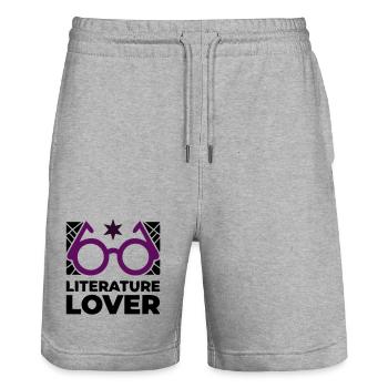 Literature Lover Brille Text - Stanley/Stella Unisex Bio Joggingshorts Trainer  - Grau meliert - Vorne - Nik (191cm) & Marisol (170cm)