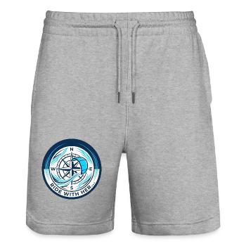 compass - Stanley/Stella Trainer Unisex Organic Jogging Shorts - heather grey - Front - Nik (191cm) & Marisol (170cm)