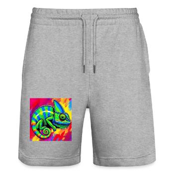 chameleon - Stanley/Stella Trainer Unisex Organic Jogging Shorts - heather grey - Front - Nik (191cm) & Marisol (170cm)
