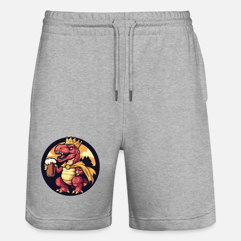 Bière T-Rex de dinosaures drôle - Short de jogging bio TRAINER Stanley/Stella unisexe - gris chiné