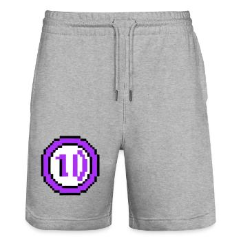 Arcade Coin 10 Years Anniversary - Stanley/Stella Trainer Unisex Organic Jogging Shorts - heather grey - Front - Nik (191cm) & Marisol (170cm)