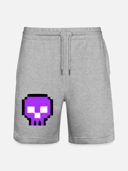 Pixel Skull Game Over - Stanley/Stella Trainer Unisex Organic Jogging Shorts - heather grey