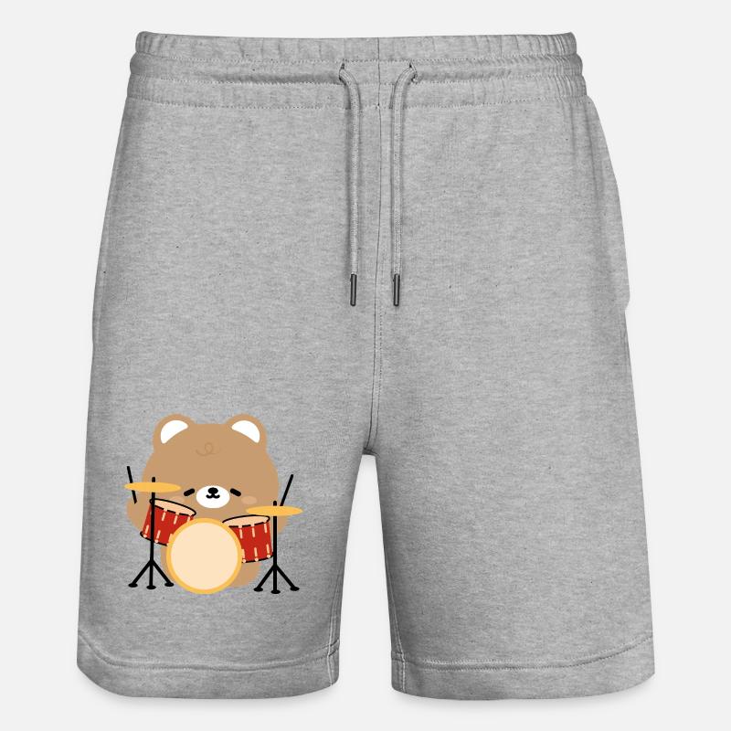 Bear Drummer Pop Art - Short de jogging bio TRAINER Stanley/Stella unisexe - gris chiné