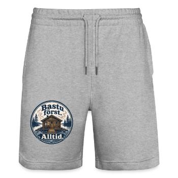 Sauna zuerst, immer schwedischer Humor - Stanley/Stella Unisex Bio Joggingshorts Trainer  - Grau meliert - Vorne - Nik (191cm) & Marisol (170cm)