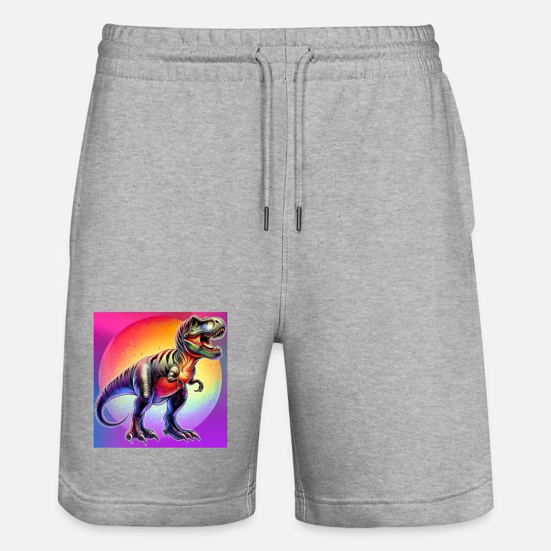 Dinosaurier - Stanley/Stella Unisex Bio Joggingshorts Trainer - Grau meliert