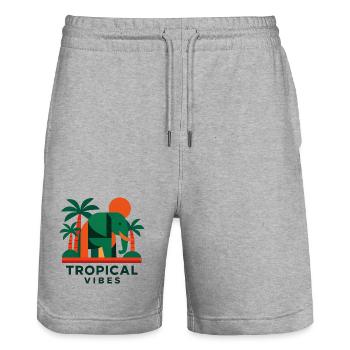 Tropical Elephant - Stanley/Stella Unisex Bio Joggingshorts Trainer  - Grau meliert - Vorne - Nik (191cm) & Marisol (170cm)