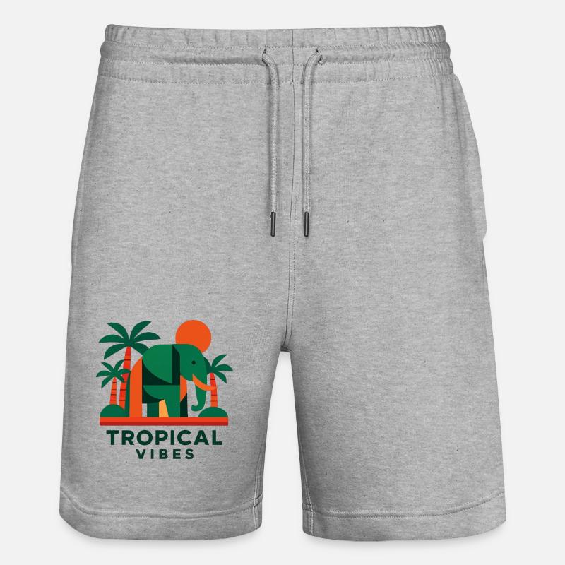 Éléphant tropical - Short de jogging bio TRAINER Stanley/Stella unisexe - gris chiné