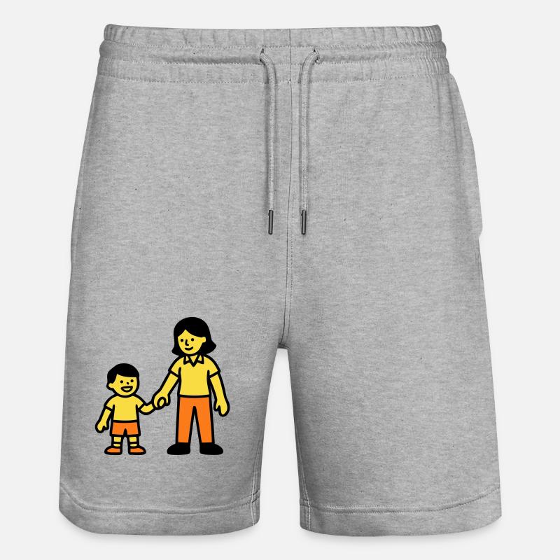 Erzieherin Kind Hand Logo - Stanley/Stella Unisex Bio Joggingshorts Trainer - Grau meliert