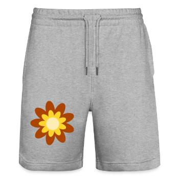 70s Flower Pattern Hippie Gift - Stanley/Stella Trainer Unisex Organic Jogging Shorts - heather grey - Front - Nik (191cm) & Marisol (170cm)