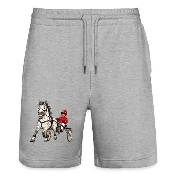 Traber lustig - Stanley/Stella Unisex Bio Joggingshorts Trainer  - Grau meliert - Vorne - Nik (191cm) & Marisol (170cm)