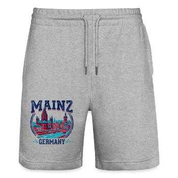 Mainz Germany Cathedral Rhine River Emblem - Stanley/Stella Unisex Bio Joggingshorts Trainer  - Grau meliert - Vorne - Nik (191cm) & Marisol (170cm)