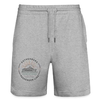Gothenburg Passenger Line Vintage Harbor Badge - Stanley/Stella Trainer Unisex Organic Jogging Shorts - heather grey - Front - Nik (191cm) & Marisol (170cm)