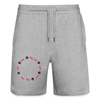Pfotenabdruck Liebe Hund Knochen Hundemama - Stanley/Stella Unisex Bio Joggingshorts Trainer  - Grau meliert - Vorne - Nik (191cm) & Marisol (170cm)