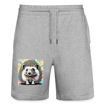 hedgehog - Stanley/Stella Trainer Unisex Organic Jogging Shorts - heather grey - Front - Nik (191cm) & Marisol (170cm)