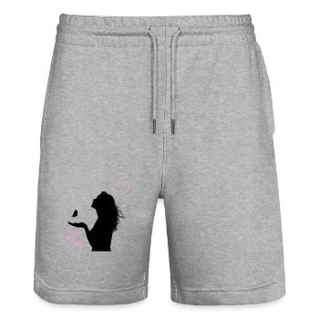 Papillon d’amour - Short de jogging bio TRAINER Stanley/Stella unisexe - gris chiné - Devant - Nik (191cm) & Marisol (170cm)