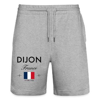 Dijon France Coordinates Souvenir de voyage - Short de jogging bio TRAINER Stanley/Stella unisexe - gris chiné - Devant - Nik (191cm) & Marisol (170cm)