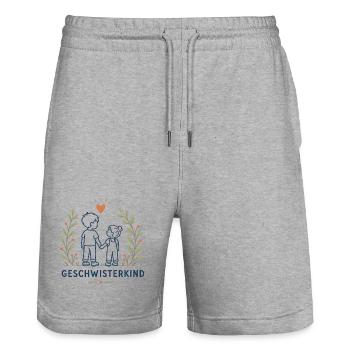 Geschwisterkind Geschwister Liebe - Stanley/Stella Unisex Bio Joggingshorts Trainer  - Grau meliert - Vorne - Nik (191cm) & Marisol (170cm)