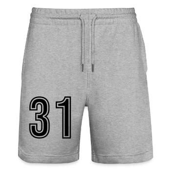 31 Number symbol - Stanley/Stella Trainer Unisex Organic Jogging Shorts - heather grey - Front - Nik (191cm) & Marisol (170cm)