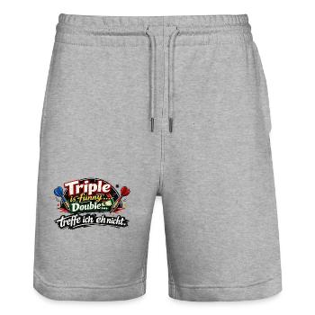Triple ist funny, Double treffe ich nicht - Stanley/Stella Unisex Bio Joggingshorts Trainer  - Grau meliert - Vorne - Nik (191cm) & Marisol (170cm)