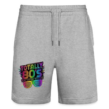 This Is My 80's Costume 80s - Stanley/Stella Trainer Unisex Organic Jogging Shorts - heather grey - Front - Nik (191cm) & Marisol (170cm)