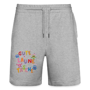 Gute Laune Monster Tasche - Stanley/Stella Unisex Bio Joggingshorts Trainer  - Grau meliert - Vorne - Nik (191cm) & Marisol (170cm)