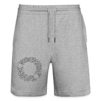 Orangen Blumenkranz zum ausmalen - Stanley/Stella Unisex Bio Joggingshorts Trainer  - Grau meliert - Vorne - Nik (191cm) & Marisol (170cm)