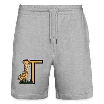 Giraffe und T Alphabet Design - Stanley/Stella Unisex Bio Joggingshorts Trainer  - Grau meliert - Vorne - Nik (191cm) & Marisol (170cm)