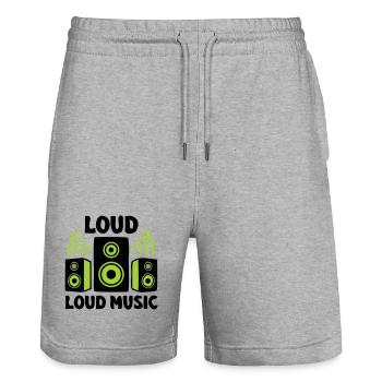 Lautsprecher Boxen Logo - Stanley/Stella Unisex Bio Joggingshorts Trainer  - Grau meliert - Vorne - Nik (191cm) & Marisol (170cm)