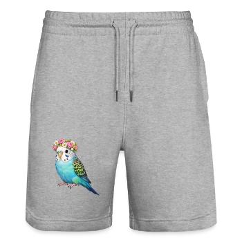 Wellensittich - Stanley/Stella Unisex Bio Joggingshorts Trainer  - Grau meliert - Vorne - Nik (191cm) & Marisol (170cm)