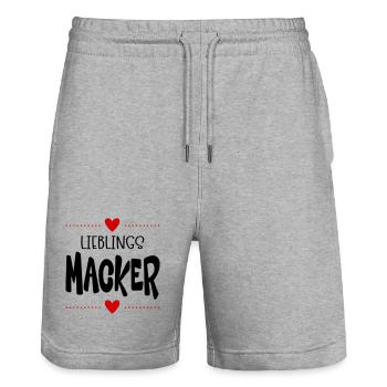 Macker Liebling - Stanley/Stella Unisex Bio Joggingshorts Trainer  - Grau meliert - Vorne - Nik (191cm) & Marisol (170cm)