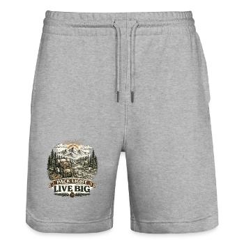 Pack Light Live Big | Hiking Design - Stanley/Stella Unisex Bio Joggingshorts Trainer  - Grau meliert - Vorne - Nik (191cm) & Marisol (170cm)