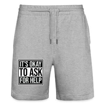 It's Okay To Ask For Help Help Questions Saying Logo - Stanley/Stella Trainer Unisex Organic Jogging Shorts - heather grey - Front - Nik (191cm) & Marisol (170cm)