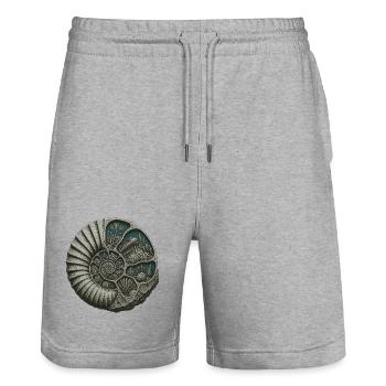 Ammonite Fossil Prehistoric Reef Cutaway - Stanley/Stella Trainer Unisex Organic Jogging Shorts - heather grey - Front - Nik (191cm) & Marisol (170cm)