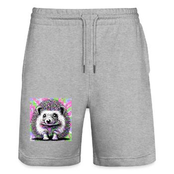 Igel - Stanley/Stella Unisex Bio Joggingshorts Trainer  - Grau meliert - Vorne - Nik (191cm) & Marisol (170cm)