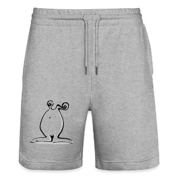 Funny Alien Monster - Stanley/Stella Trainer Unisex Organic Jogging Shorts - heather grey - Front - Nik (191cm) & Marisol (170cm)