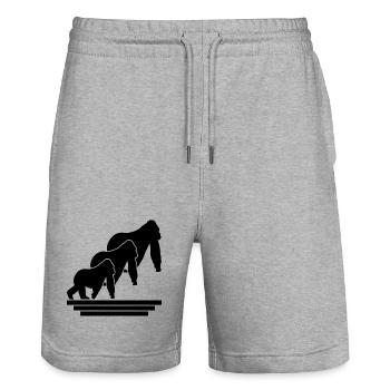 Monkey Family - Stanley/Stella Trainer Unisex Organic Jogging Shorts - heather grey - Front - Nik (191cm) & Marisol (170cm)