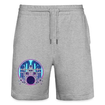Drummer Steampunk - Stanley/Stella Trainer Unisex Organic Jogging Shorts - heather grey - Front - Nik (191cm) & Marisol (170cm)
