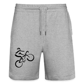 Bicycle riders - Stanley/Stella Trainer Unisex Organic Jogging Shorts - heather grey - Front - Nik (191cm) & Marisol (170cm)