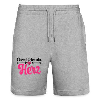 Chemielehrerin Abschiedsgeschenk zum Abschied - Stanley/Stella Unisex Bio Joggingshorts Trainer  - Grau meliert - Vorne - Nik (191cm) & Marisol (170cm)