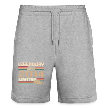 2014 Vintage 2014 Geburtstag geboren im Jahr 2014 - Stanley/Stella Unisex Bio Joggingshorts Trainer  - Grau meliert - Vorne - Nik (191cm) & Marisol (170cm)