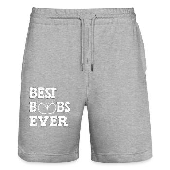 Les meilleurs seins de tous les temps - Short de jogging bio TRAINER Stanley/Stella unisexe - gris chiné - Devant - Nik (191cm) & Marisol (170cm)