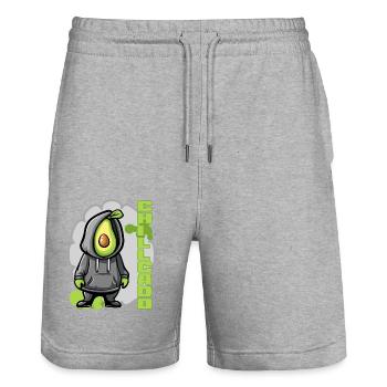 Chillcado - Avocado mit Hoodie - Stanley/Stella Unisex Bio Joggingshorts Trainer  - Grau meliert - Vorne - Nik (191cm) & Marisol (170cm)