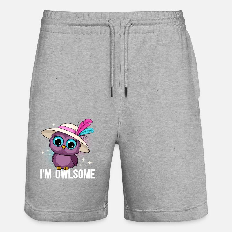 I'M Owlsome Eule Eulen - Stanley/Stella Unisex Bio Joggingshorts Trainer  - Grau meliert