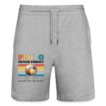PLUTON - N’OUBLIE JAMAIS 1930 - 2006 - Short de jogging bio TRAINER Stanley/Stella unisexe - gris chiné - Devant - Nik (191cm) & Marisol (170cm)