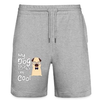 My dog thinks I'm cool - Stanley/Stella Trainer Unisex Organic Jogging Shorts - heather grey - Front - Nik (191cm) & Marisol (170cm)
